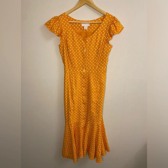 ✨Host Pick ✨ NWOT Rachel Parcell Linen Blend Polka  Dot Button Down Midi Dress - Picture 6 of 9